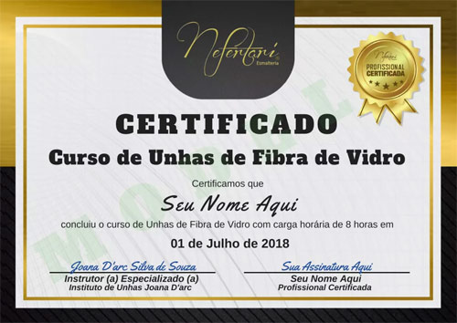 Certificado - Curso online de Unhas de Fibra de Vidro