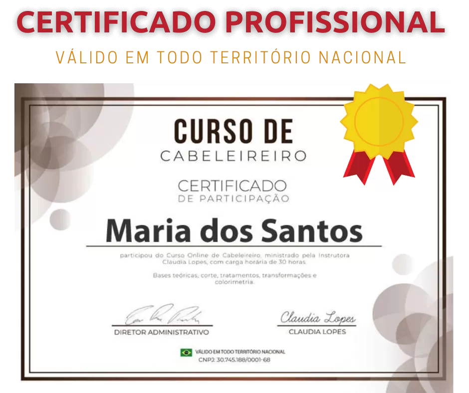 Certificado curso de cabeleireira